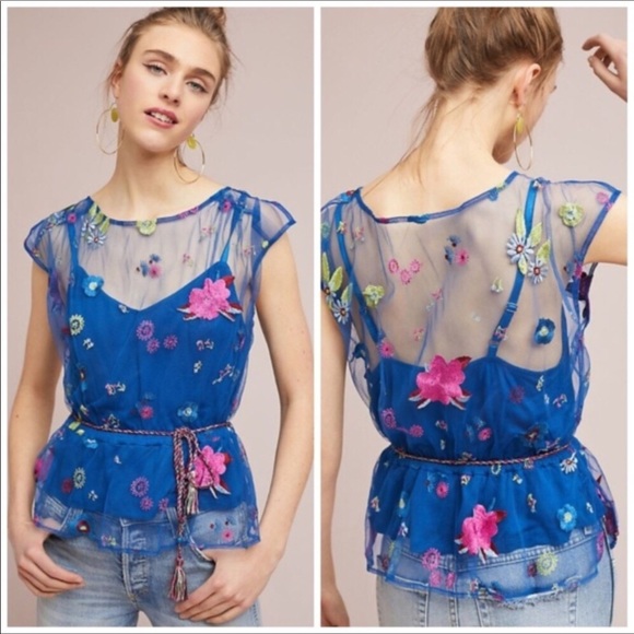 Plenty by Tracy Reese XS Embroidered Belted Blouse - Picture 2 of 9